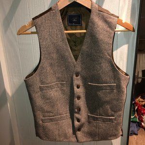 J. Crew Herringbone Tweed brown wool dress vest M